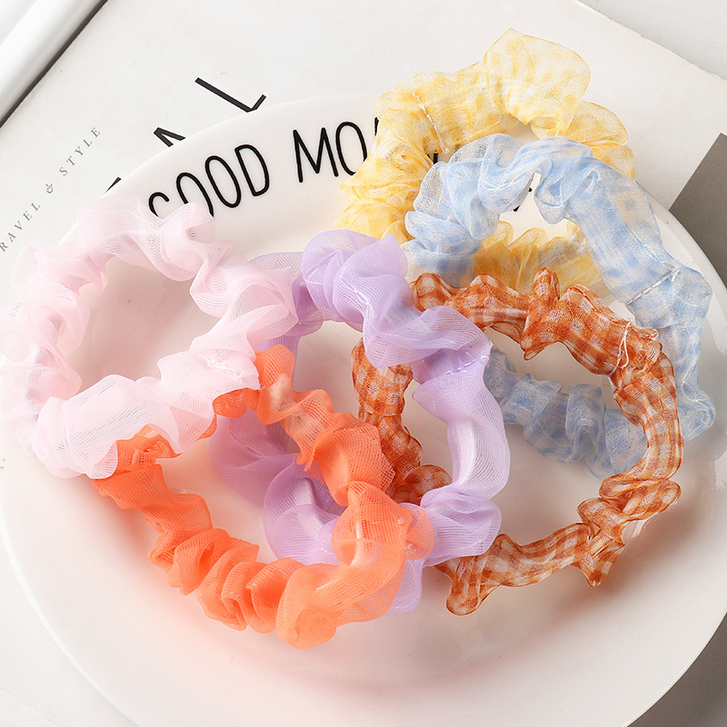 Candy girl hair rope mesh color large rubber band hair scrunchies setpicture4