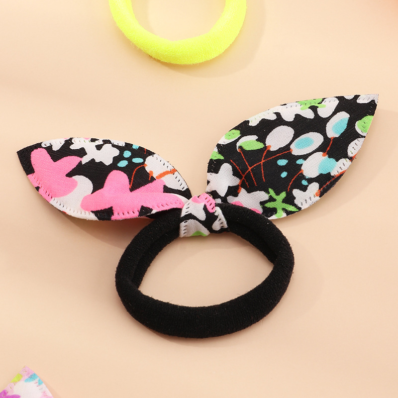 Fashion Mixed Color Fabric Printing Small Hair Ring  Wholesale display picture 5