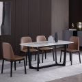 北欧大理石餐桌白蜡木方形家用桌子简约现代小户型实木餐桌椅组合