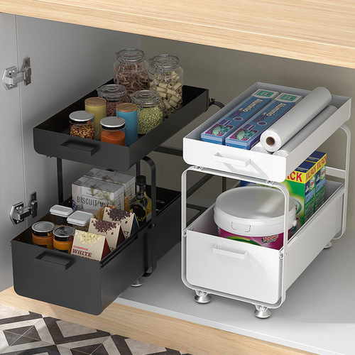 Multifunctional sink storage rack floor-standing push-pull drawer pull-out storage rack thickened cabinet storage rack