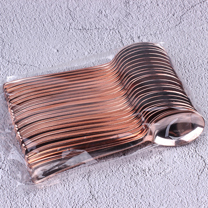 10 unids/pack en stock UV material cuchillo, tenedor y cuchara oro rosa desechable vajilla Banquete de cumpleaños