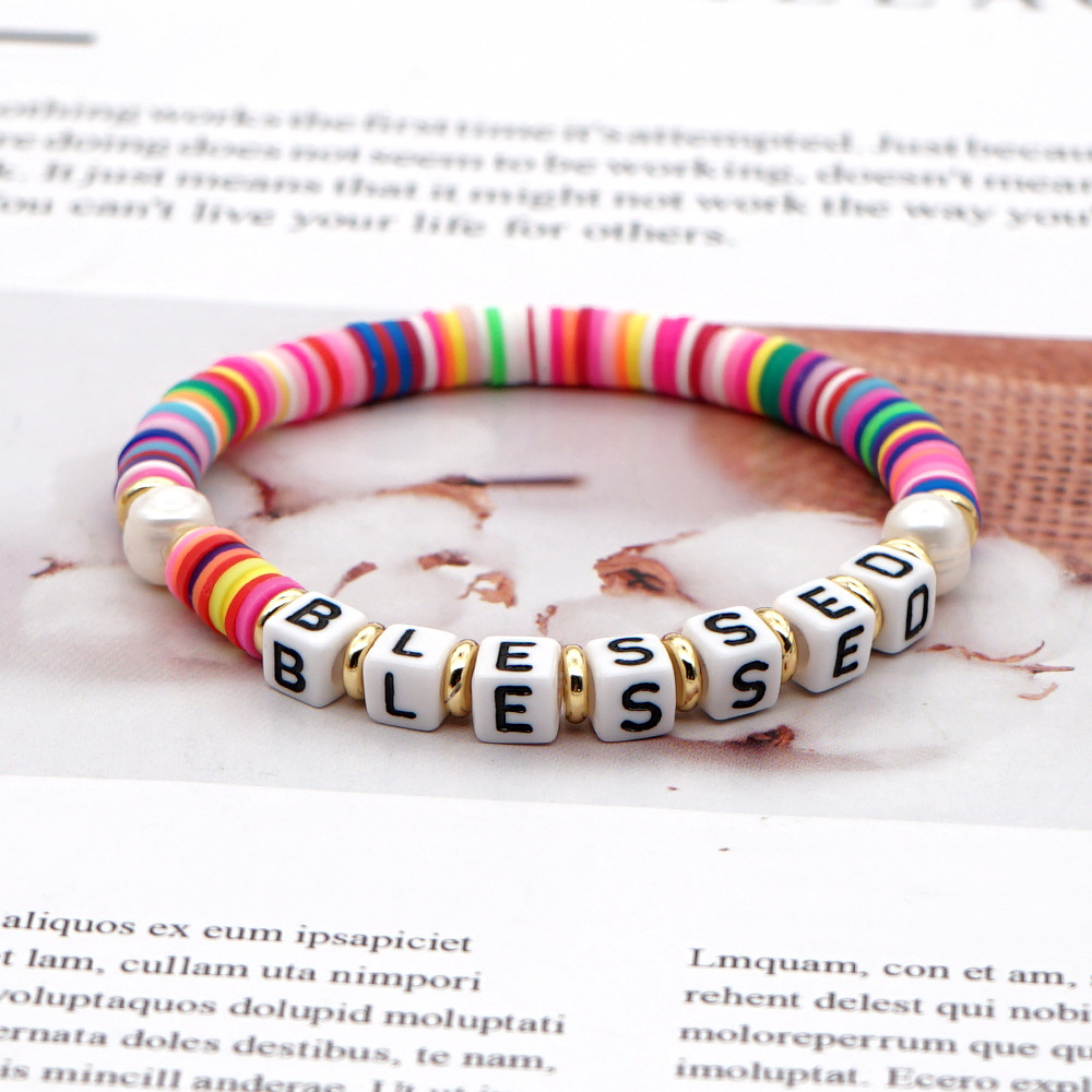 Fashion  Retro Trendy   Natural Beautiful Pearl Color Soft Ceramic Letters Bracelet Nihaojewelry Wholesale display picture 21