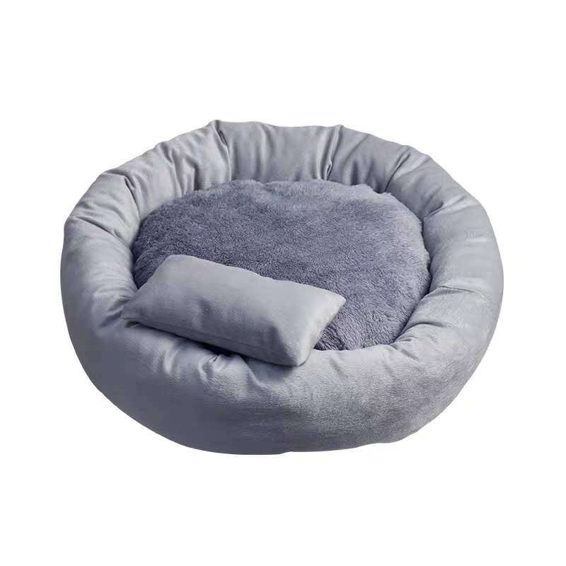 Large size plush comfortable round egg tart bed suitable for 4-12 pounds cat and dog sleeping pads pet supplies_voghion.com
