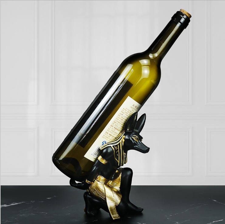 Creative Wine Rack Ornaments Anubis Dog God Wine Rack Home Decorations Resin Crafts Wine Cabinet Small Decorations