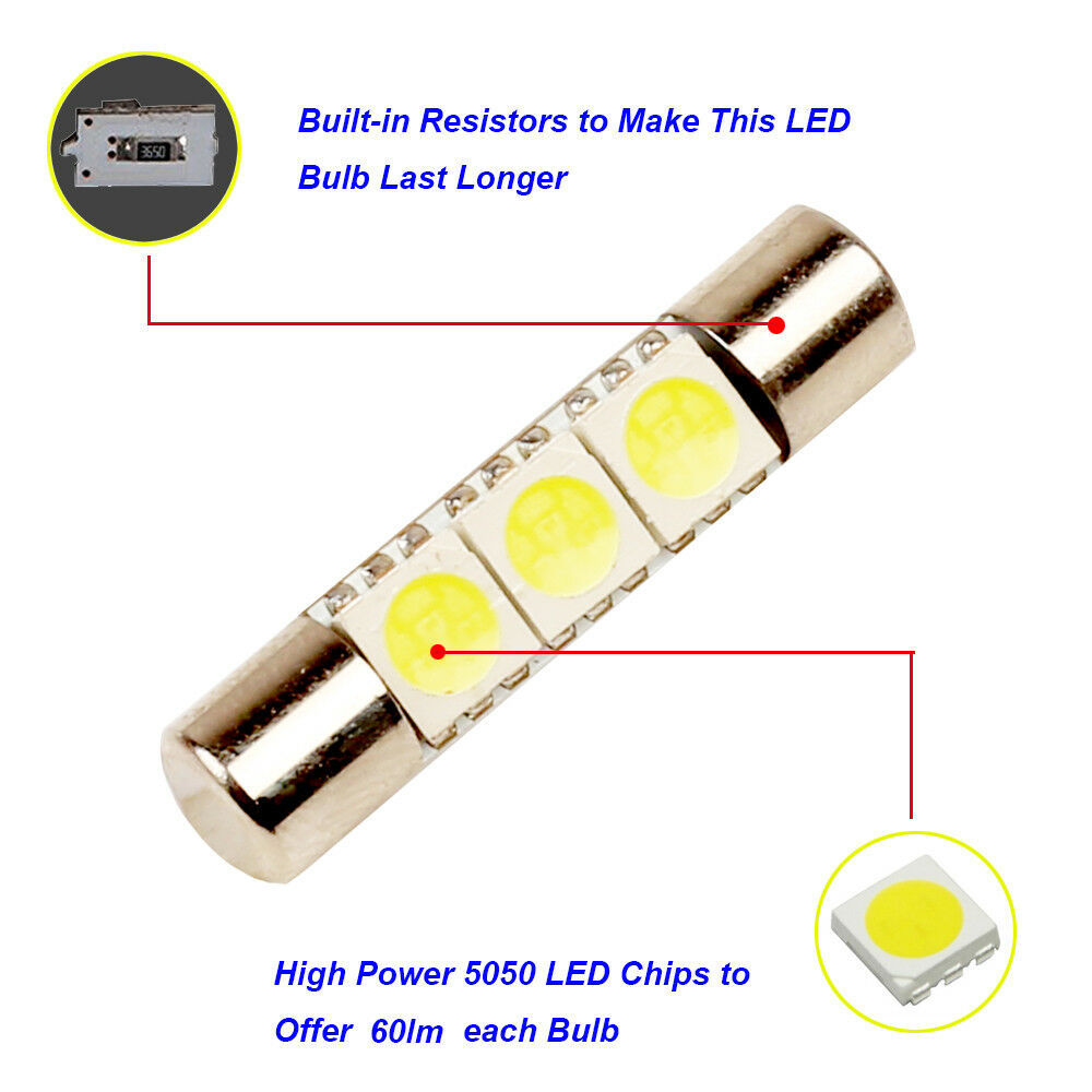 Auto LED luz de lectura B6 - 5050 - 3SMD - 29MM cabeza plana doble punta ST6 luz de techo luz fusible