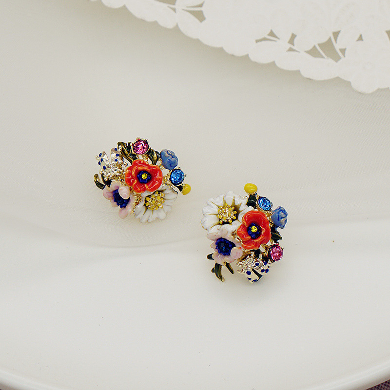 1 Pair Fashion Flower Alloy Enamel Women's Ear Studs display picture 12