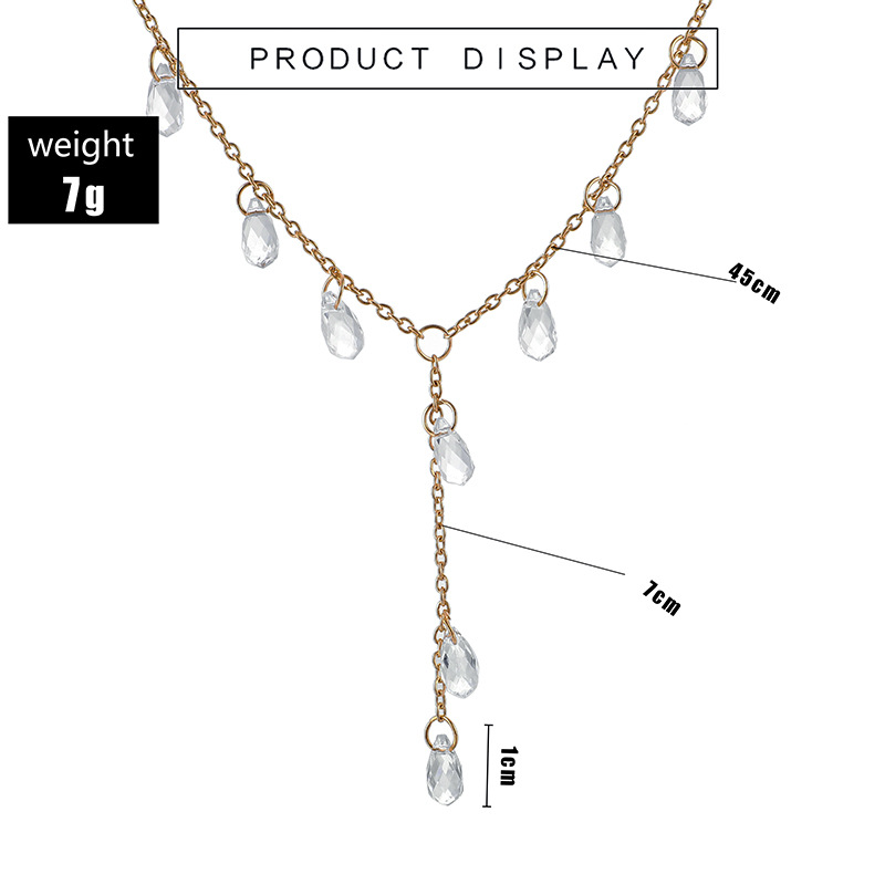 Außenhandel Neues Produkt Gold Fransen Kristall Halskette Diamant Mehrfach Geschnittener Zirkon Strass Halskette Süßes Mädchen display picture 12