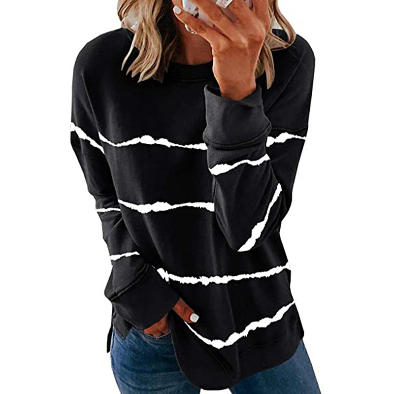 Women's Hoodie Long Sleeve Hoodies & Sweatshirts Printing Casual Stripe Solid Color display picture 7