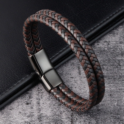A generation of fat Europe and America Trend weave Bracelet personality Versatile man Magnet Leather bracelet Bracelet L20138