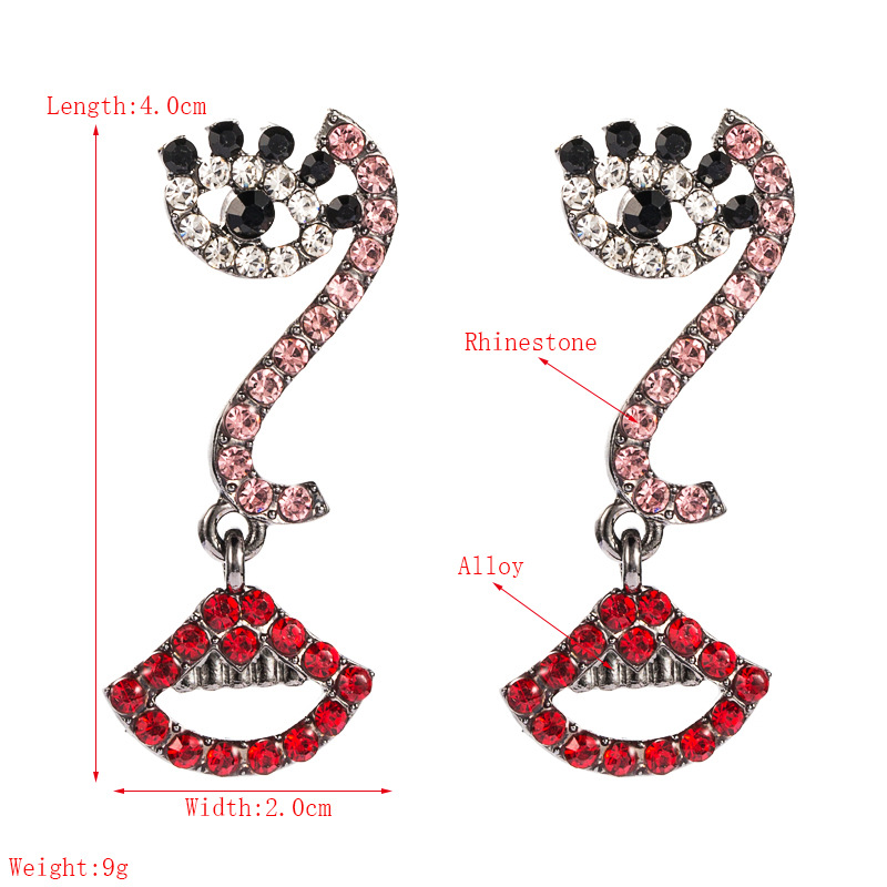 Fashion Creative Devil Eyes Lip  Alloy Inlaid Rhinestone  Earrings display picture 1