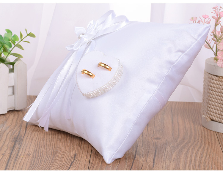 New creative white wedding ring pillows, camellia accessories, square ring boxes, bride and groom ring holders, wholesale wedding supplies detail image 10