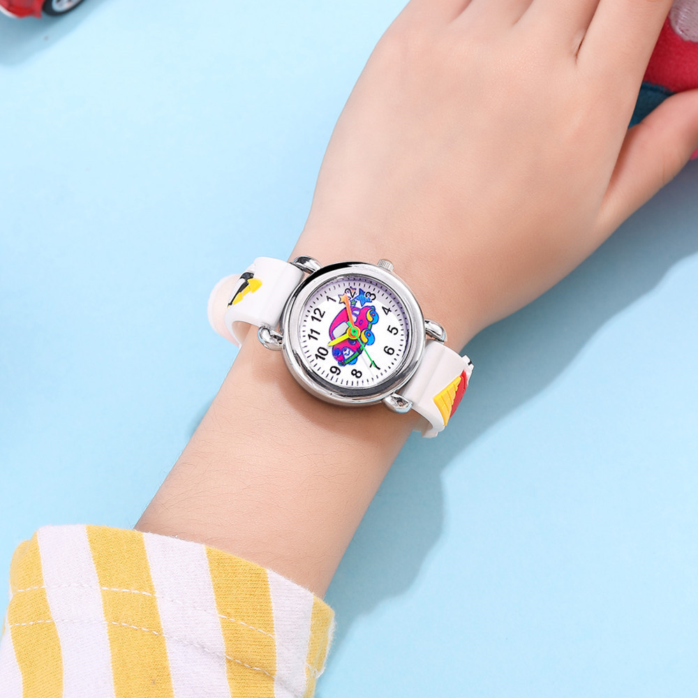 New childrens watch cute colored car pattern quartz watch colored plastic band watchpicture4