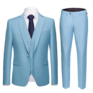 Men’s suit double slits wedding bridegroom casual work clothes 3-piece professional suit