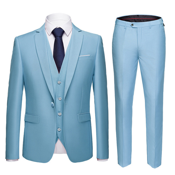 Men’s suit double slits wedding bridegroom casual work clothes 3-piece professional suit