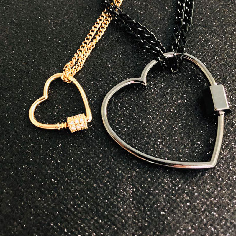 Fashion Thin Chain Metal Simple Diamond-studded Love Lock Pendant Necklace For Women display picture 5