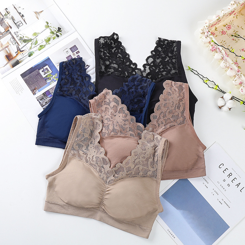 楓之欣1931蕾絲爆款V領裹胸抹胸 聚攏無鋼圈寬肩打底內衣女