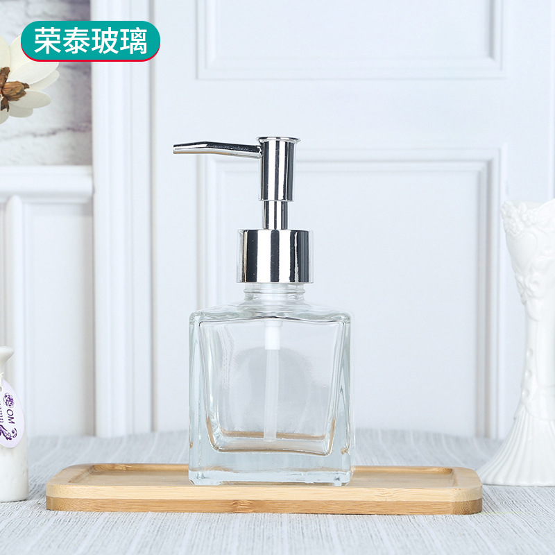 四方沐浴露瓶玻璃创意洗手液洗发水分装瓶酒店浴室按压瓶家用厨房|ms