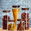Transparent glass tea can acacia wood straight body sealing tank household snack storage tank grain miscellaneous grain storage bottle