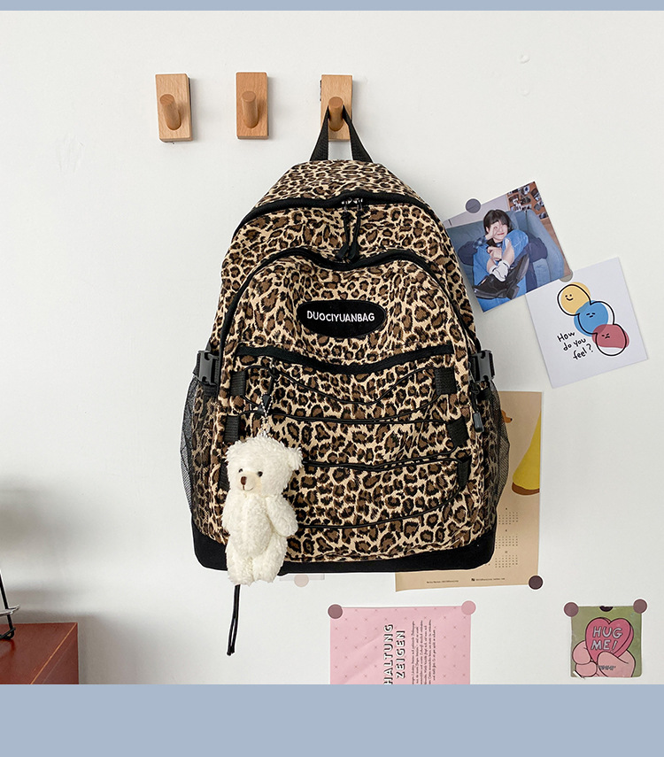 Retro Leopard Print Large-capacity Schoolbag display picture 43