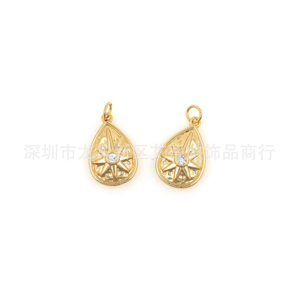 Copper pendant with zircon drop-shaped