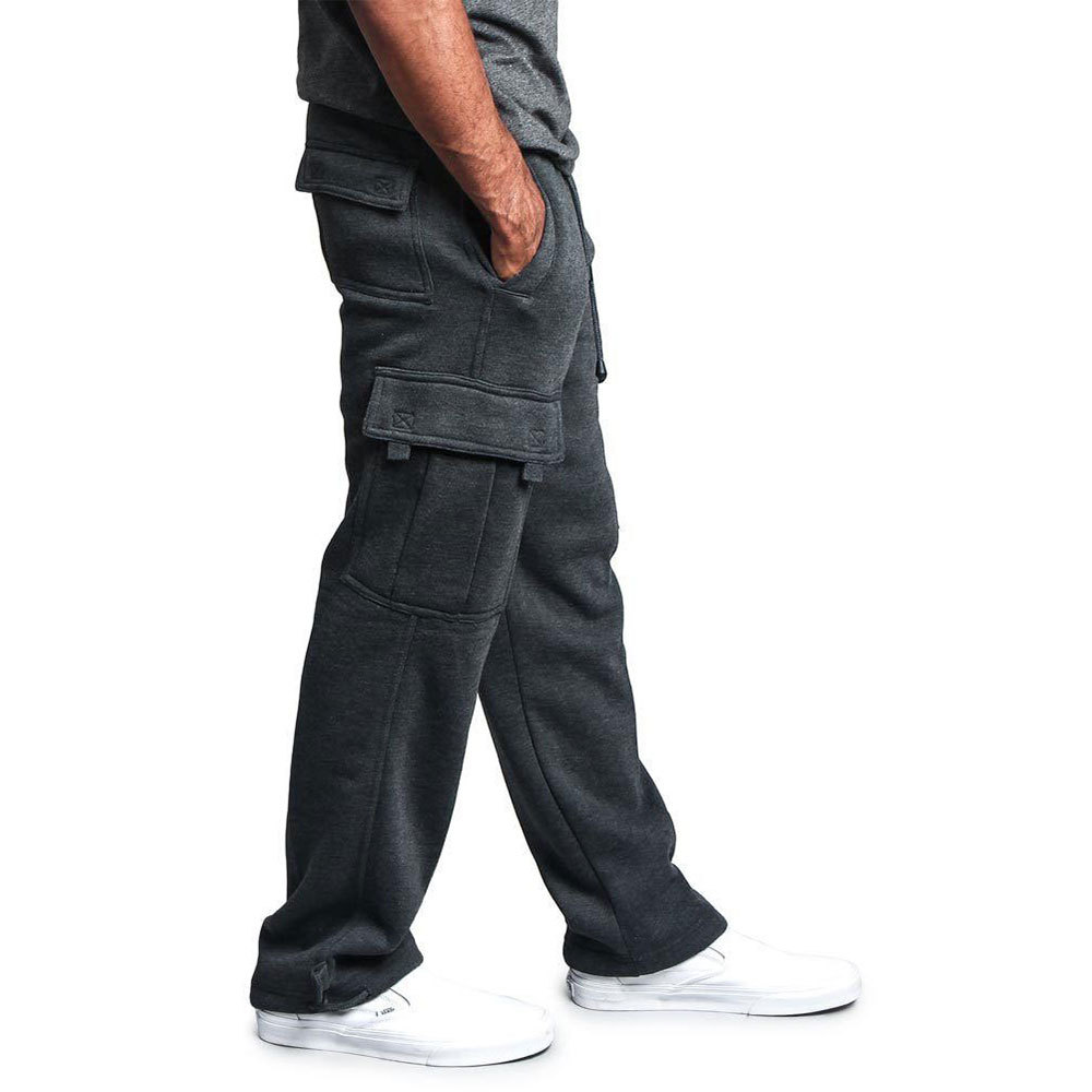Pantalon de travail décontracté en polaire pour homme, idéal pour l'automne et l'hiver, style multipoches, grandes tailles, coupe ample._voghion.com