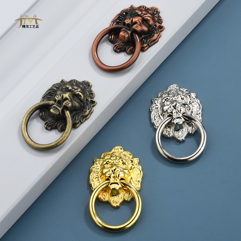Jingmao Hardware B- 447 New Chinese Antique Wire-drawing Lion Head Cabinet Wardrobe Door Home Decoration Hardware Handles