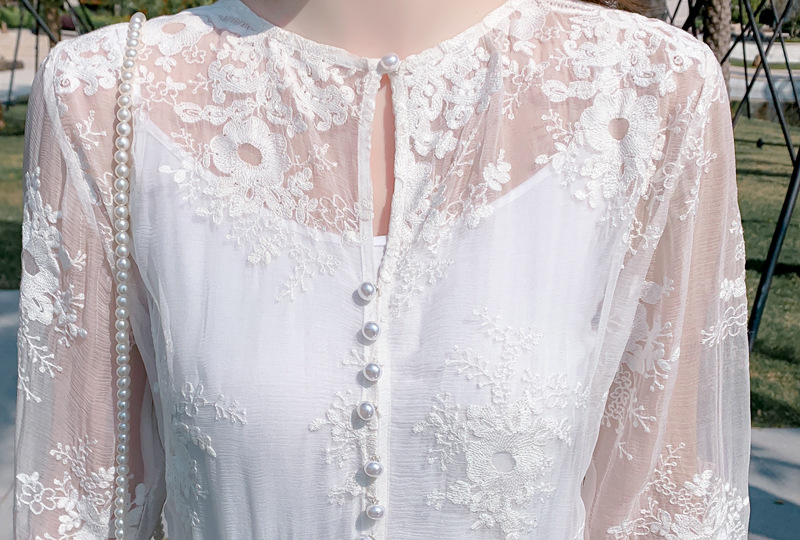 Lace Embroidery Silk Dress