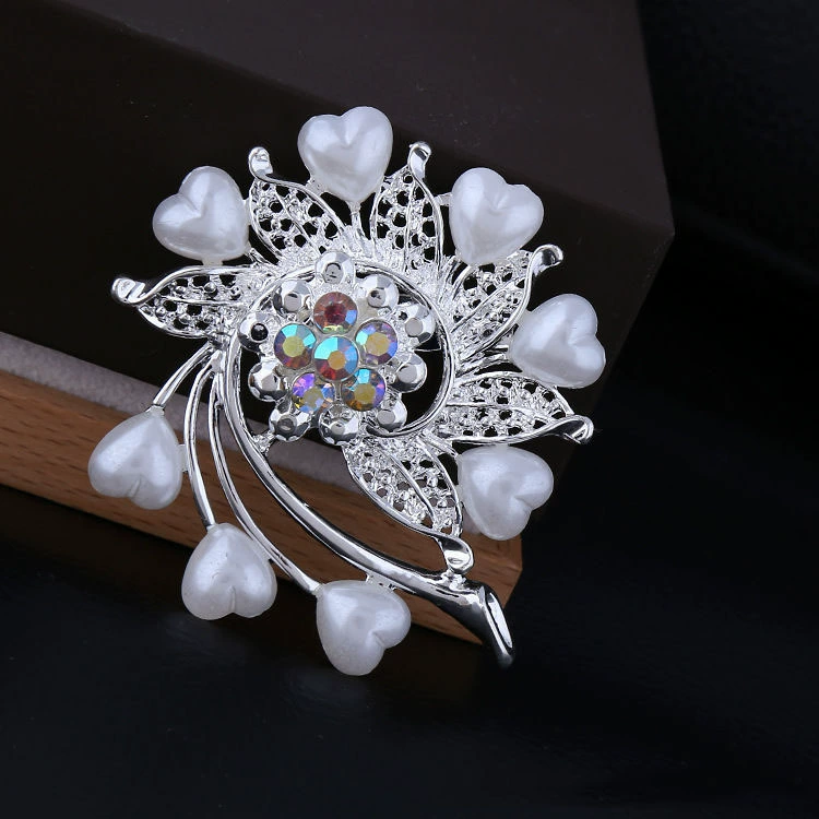 Модная металлическая брошь в форме сердца, булавка, цветочная, Aliexpress