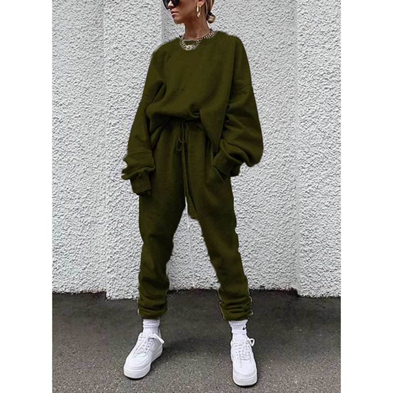 solid color long-sleeved trousers loose casual set NSZH18629