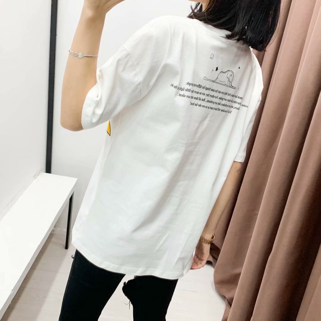 women s round neck little prince print T-shirt  NSAM6669