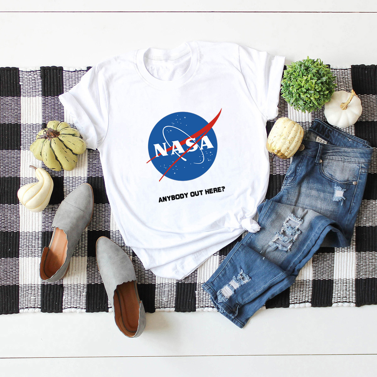 women s comfortable short-sleeved tops T-shirt NASA space NSSN1453
