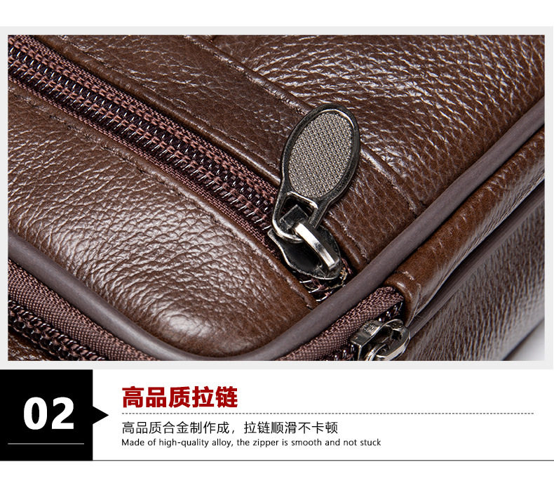 Túi đeo chéo nam da bò vân sần đựng tiền xu và máy tính bảng 8 inch — 0505 màu đen, Cà phê 0505, Màu nâu chi tiết 14
