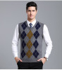 Middle and old age Button sweater waistcoat dad Vest wool vest Spring and autumn season V-neck wool vest Sleeveless