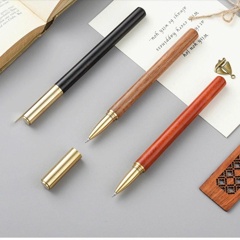 Винтажная фирменная ручка из цельного дерева Бизнес латунь нейтральная сандаловая ручка логотип красное дерево шар рекламная подарочная ручка