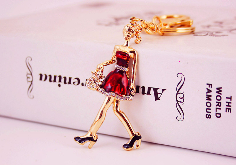 28g Weight Alloy, Metal Material Doll Pattern Unisex Gender Purple, Red, Black Color Little Girl Pendant Keychain 2