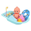 Children's family set, toy suitable for men and women play in water, tub for friend, plastic doll for bath, 6 pieces