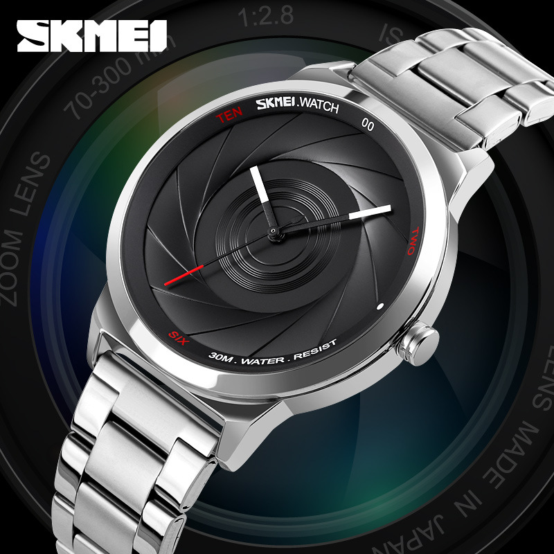 Skmei 9210 moda hombres de moda de negocios Reloj simple tridimensional superficie impermeable de alto grado de oro reloj de cuarzo