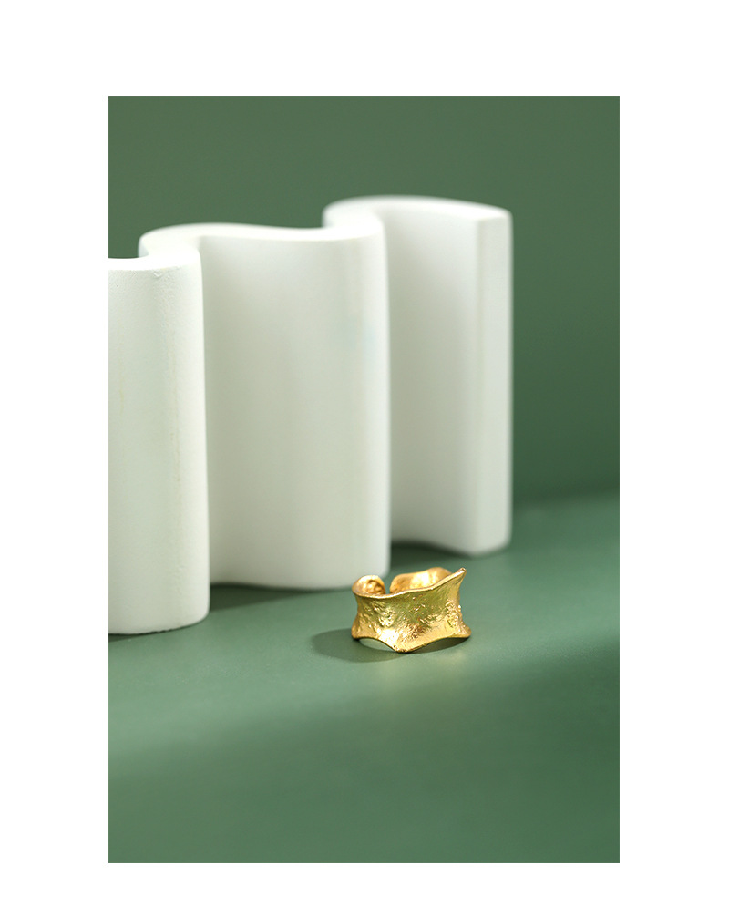 Korean S925 sterling silver ring ins irregular concave tin foil fingerprint open ring female