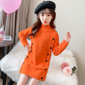 女童毛衣中长款2020新款中大童洋气时髦儿童韩版女孩套头针织衫潮