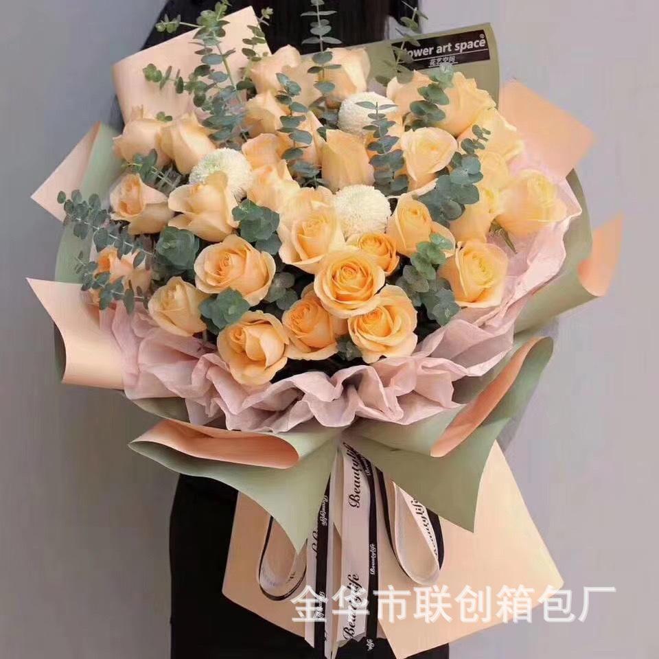 鲜花色彩纸金属双包装膜流金纸花店花束纸包色彩纸包珠光纸资
