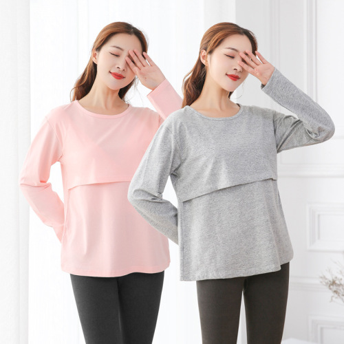 New nursing tops for autumn and winter, confinement clothes, nursing clothes, autumn clothes, bottoming shirts, outing clothes, Amazon supply, cross-border supply