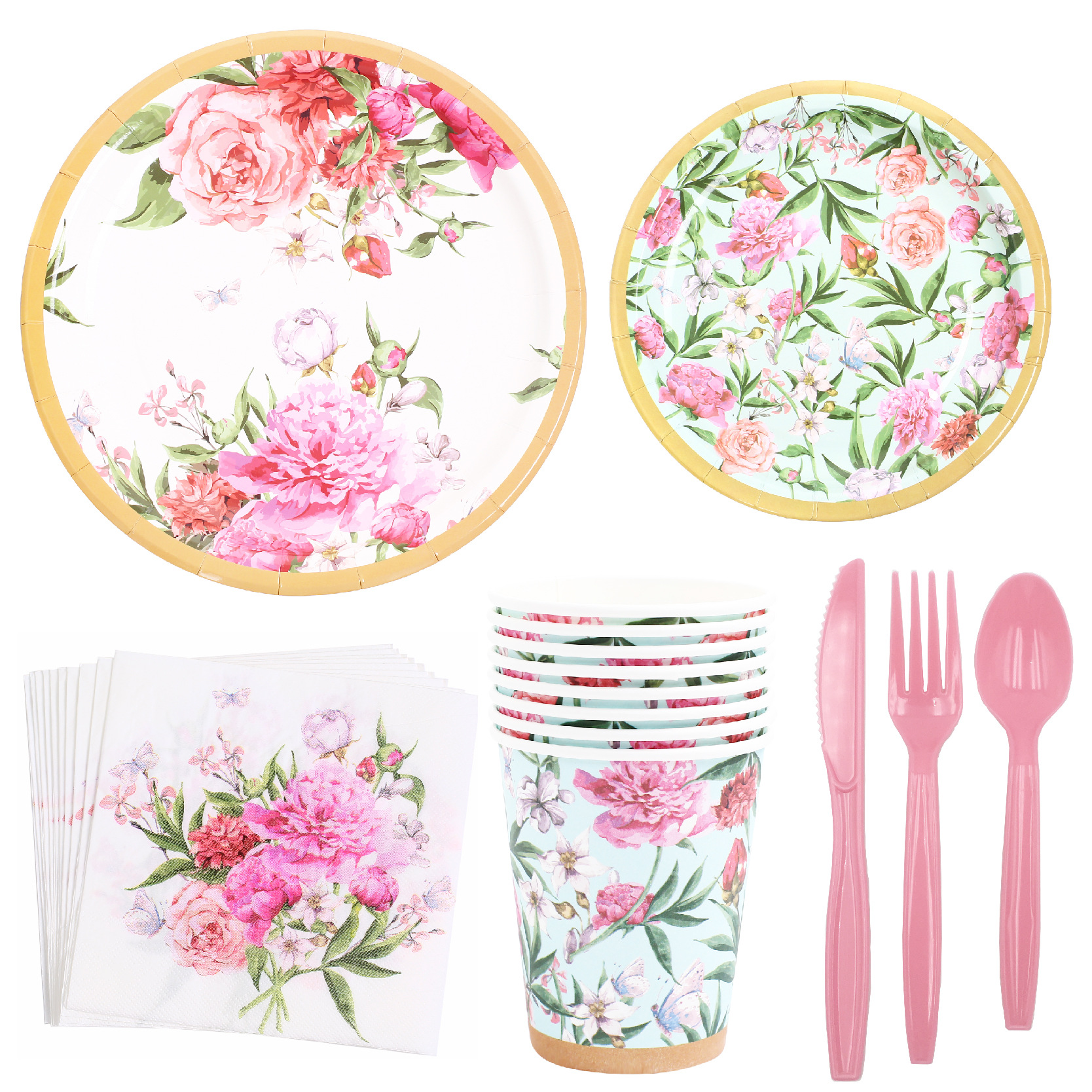 Birthday Flower Paper Party Tableware display picture 2