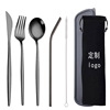 Handheld tableware, set, spoon stainless steel, chopsticks, straw, 7 pieces