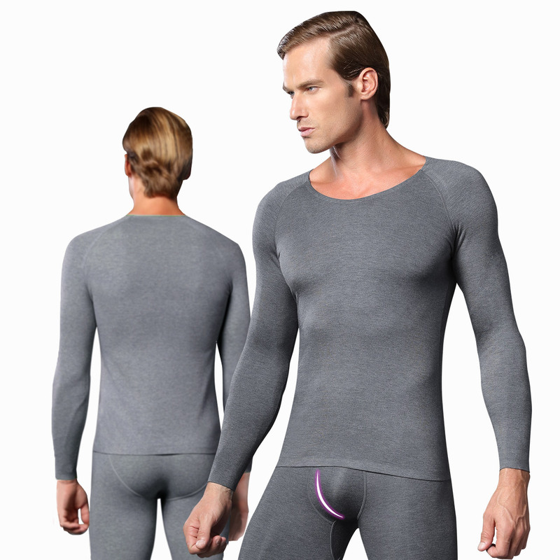 Mengbang Men's Thermal Underwear Top Single-Piece Thickened Short Velvet Slim-Fit Tight Autumn Clothes Liner Seamless Base Shirt