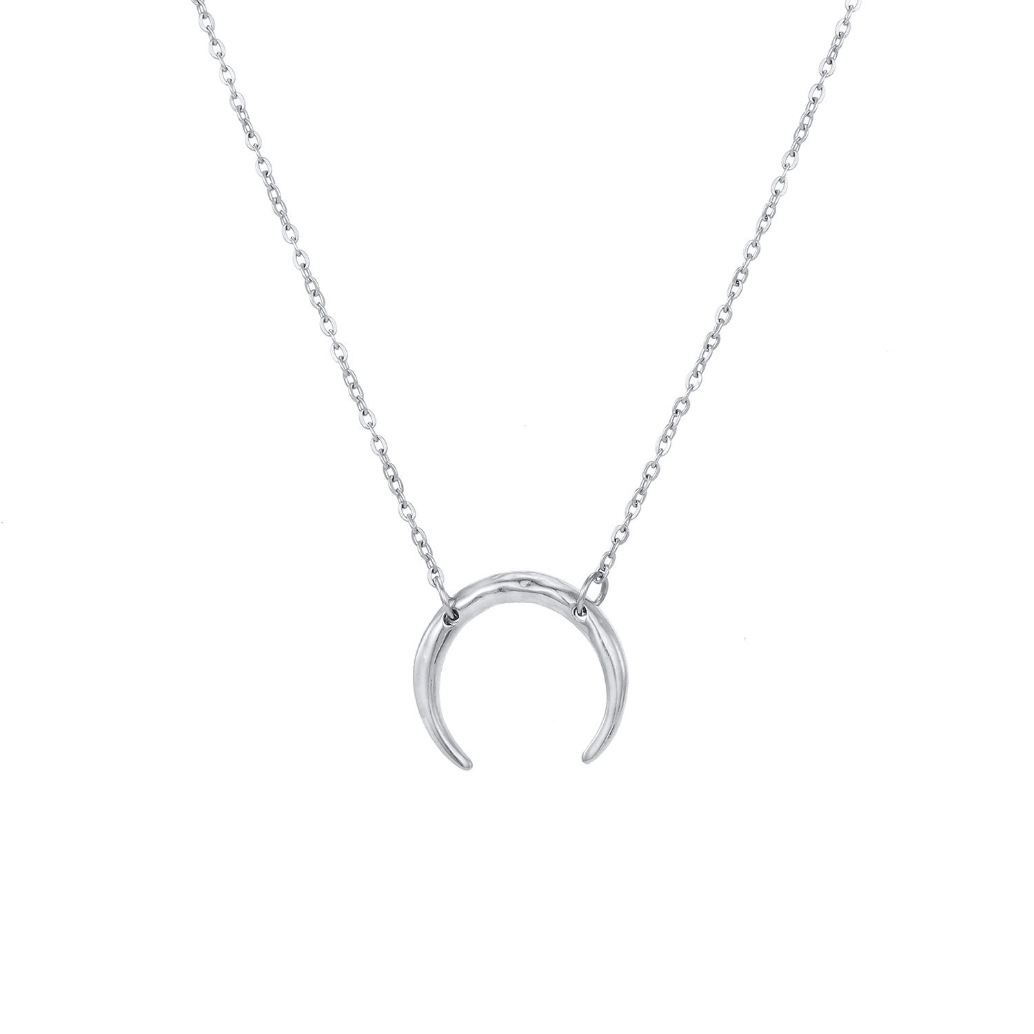 Moon Shaped Double Hole Female Necklace Stainless Steel Women's Necklace display picture 5