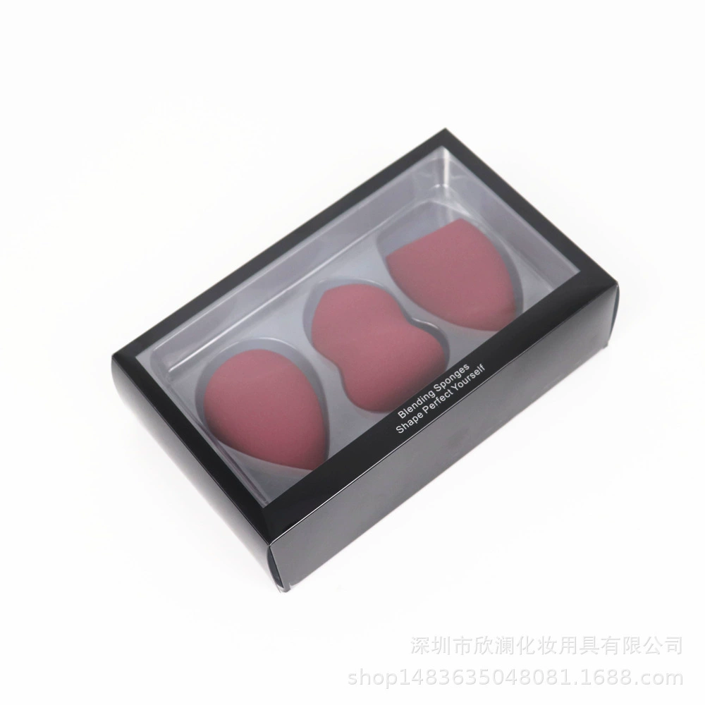Makeup sponge set, 3-piece water-drop & gourd shapes, non-latex, expands when wet