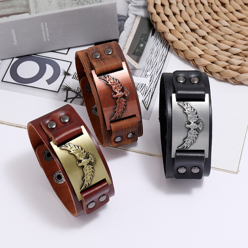 retro punk leather bracelet