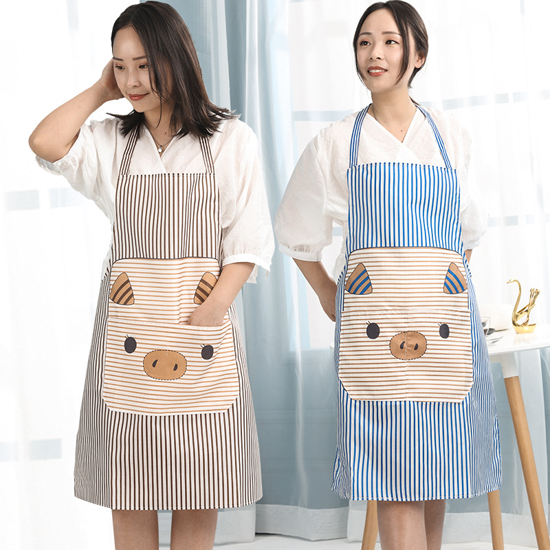 Creative Korean fashion cartoon pig apron kitchen anti-fouli..