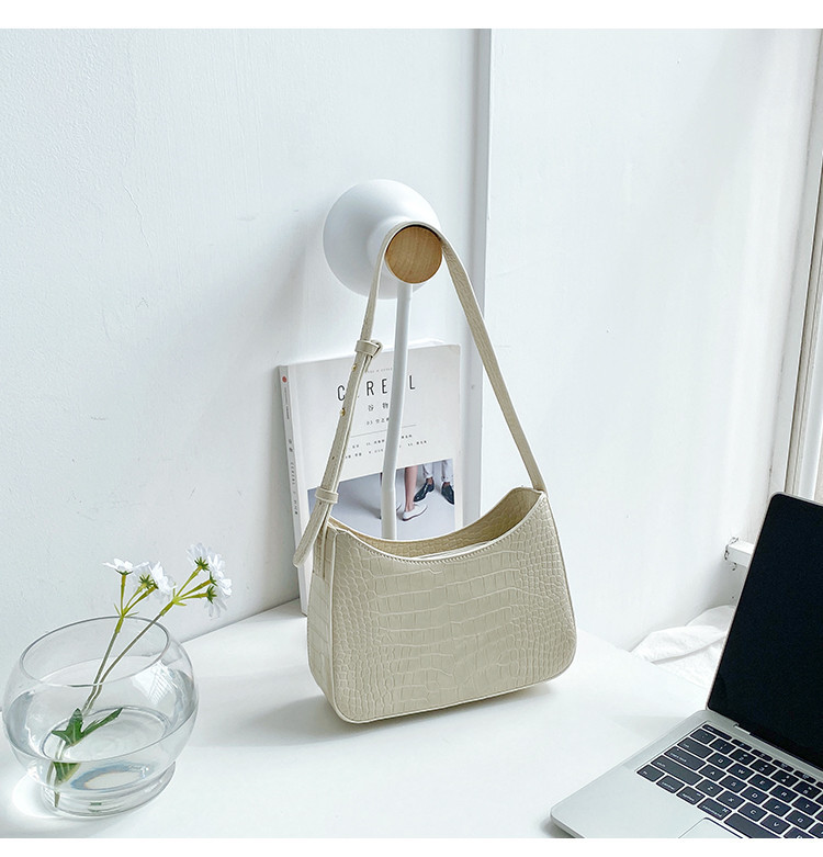 Crocodile pattern armpit women, niche design, high-end PU styling handbag, Korean version shoulder bag for women_voghion.com