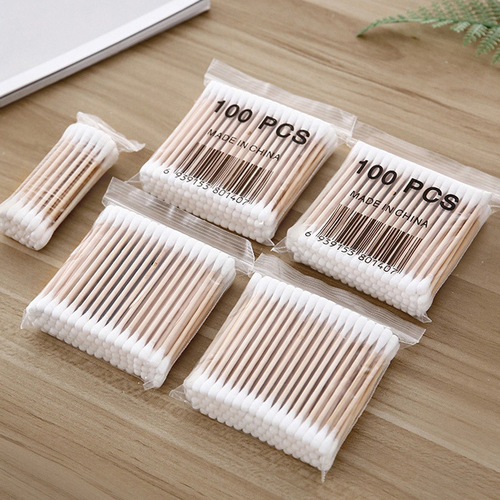 100 bags of disposable double-ended cotton swabs for cleaning ears, baseball makeup remover, cotton swabs